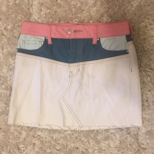Pacsun White, Pink, Blue Denim Mini Skirt